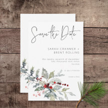 Casamento Rustic Winter Holly Berries & Snow