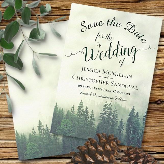 Reserve A Data Casamento Rustic Woods Green Mountain Pine Trees (Criador carregado)