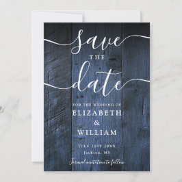 Reserve A Data Casamento Rústico Azul em Madeira de Celeiro Boho 