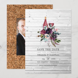 Reserve A Data Casamento Rústico Boho Tinto de Vinho Roxo