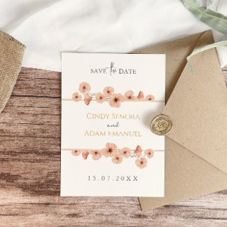 Reserve A Data Casamento Rústico com Flores Silvestres Rosa Blush