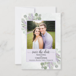 Reserve A Data Casamento Rústico com Foto em Eucalipto e Lavanda 