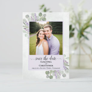 Reserve A Data Casamento Rústico com Foto em Eucalipto e Lavanda 