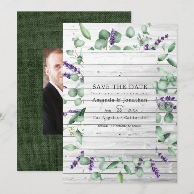 Reserve A Data Casamento Rústico de Eucalipto e Lavanda em Celeir (Frente/Verso)