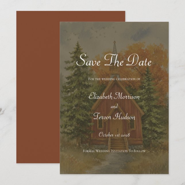 Reserve A Data Casamento Rústico de Outono no Parque Nacional de  (Frente/Verso)