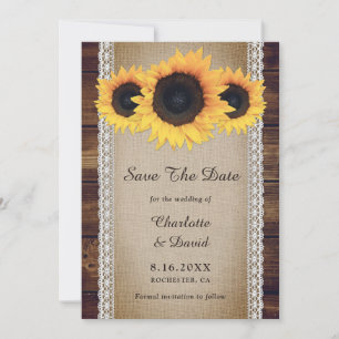 Reserve A Data Casamento Rústico de Sunflower Country Burlap Lace
