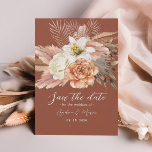 Reserve A Data Casamento Rústico Floral Boho Terracota