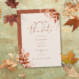 Reserve A Data Casamento Rústico Floral de Outono em Letra de For