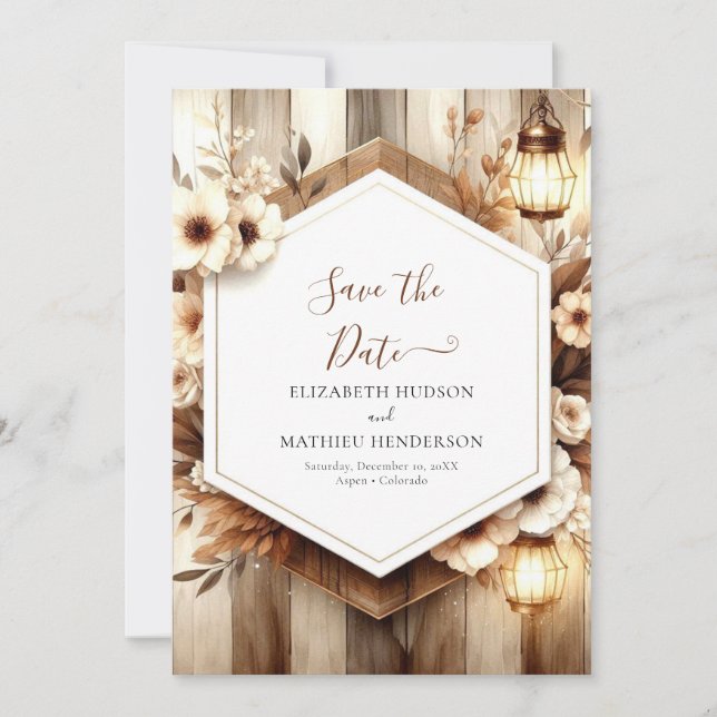 Reserve A Data Casamento rústico floral moderno (Frente)