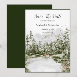 Reserve A Data Casamento Rústico Floresta Montanha Aquarela