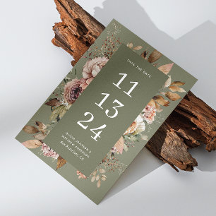 Reserve A Data Casamento Sage Verde Oliva   Floral Elegante Terro