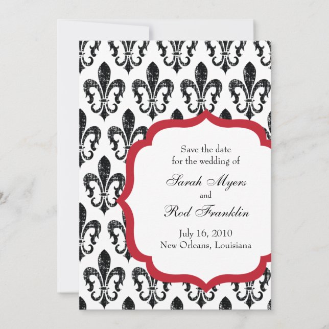 Reserve A Data Casamento Salvar a Data | Nova Orleans | Vermelha (Frente)