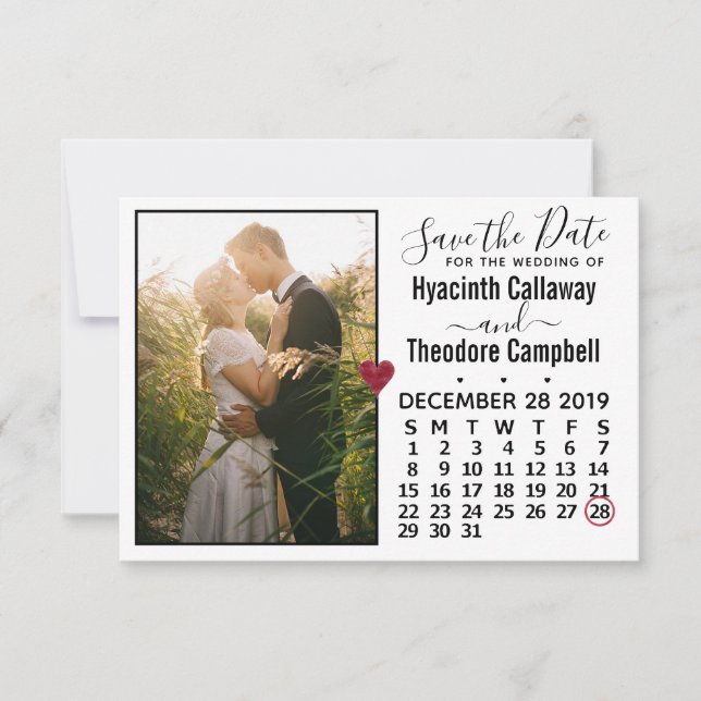 Reserve A Data Casamento Salve a Data Calendário de dezembro de 2 (Frente)