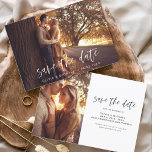 Reserve A Data Casamento Salve a Data Foto Romântico Minimalista<br><div class="desc">Cartões de Salve a Data de Casamento que têm uma foto na frente e atrás. Os cartões de Salve a Data de Outono, Inverno, Primavera ou Verão contêm uma tipografia moderna de letra cursiva manuscrita que são elegantes, simples e modernas para usar após a sua celebração de casamento minimalista simples....</div>