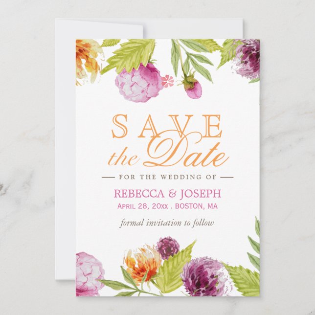 Reserve A Data Casamento Salve a Data Moderna Primavera Floral (Frente)