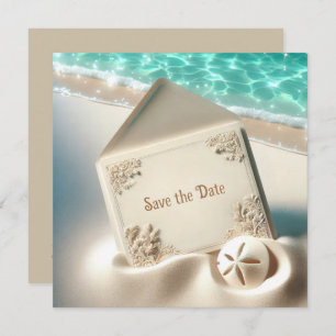 Reserve A Data Casamento Salve A Data Na Areia Da Praia