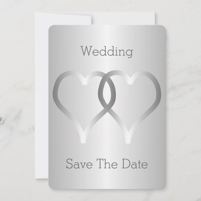 Reserve A Data Casamento Salve A Data Silver Hearts (Frente)