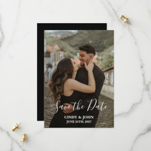 Reserve A Data Casamento Save The Date - Quadrado Preto e Branco