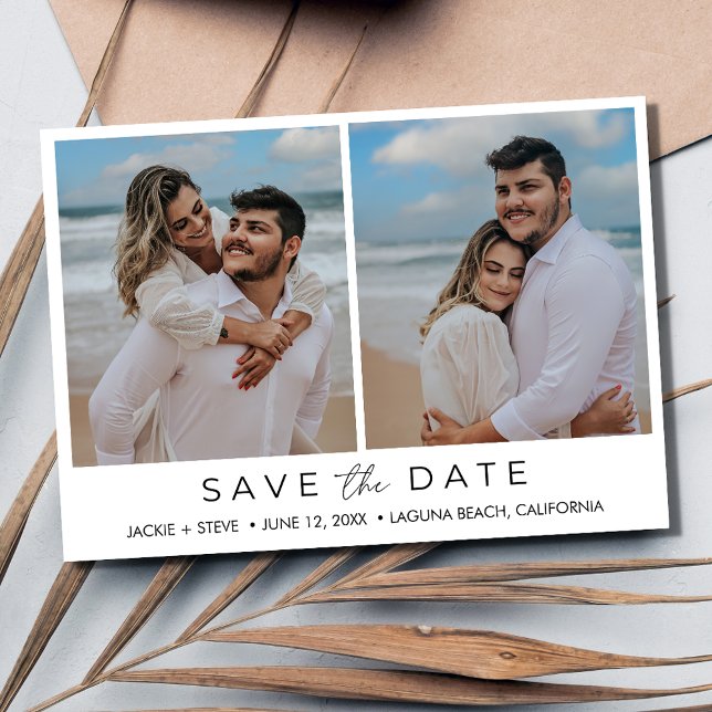 Reserve A Data Casamento Simple Beach Photo California (Simple Beach Photo California Wedding Save The Date)