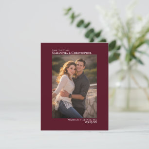 Reserve A Data Casamento Simples Burgundy Vertical Foto Minimalis