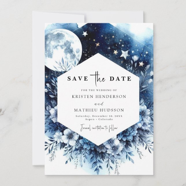 Reserve A Data Casamento Simples Chic Moonlit (Frente)