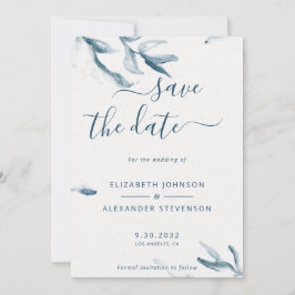 Reserve A Data Casamento simples de cor azul-elegante de água bot