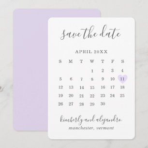 Reserve A Data Casamento Simples De Coração Púrpura Calender