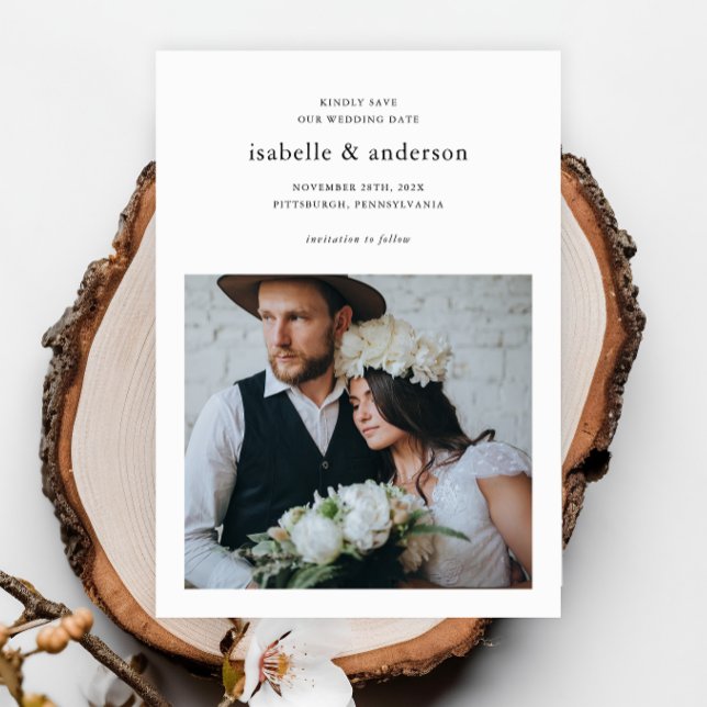 Reserve A Data Casamento Simples de Duas Fotografias (Criador carregado)