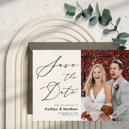 Reserve A Data Casamento Simples de Foto Moderno com Script Elega