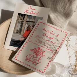 Reserve A Data Casamento Simples De Foto Simples, Desenhado À Mão