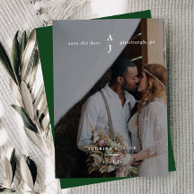 Casamento Simples de Foto Verde em Monograma