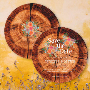 Reserve A Data Casamento Simples De Latido De Árvore De Madeira F