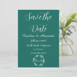 Reserve A Data Casamento Simples e Elegante Elegante Verde
