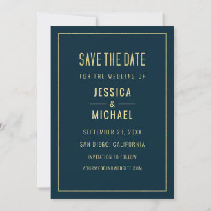 Reserve A Data Casamento Simples E Minimalista Azul Moderno