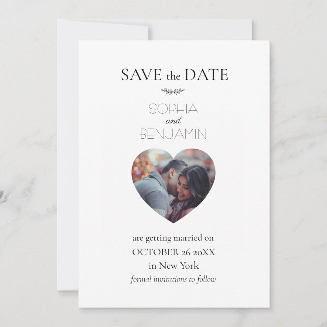 Reserve A Data Casamento Simples E Minimalista Da Foto Personaliz (Frente)