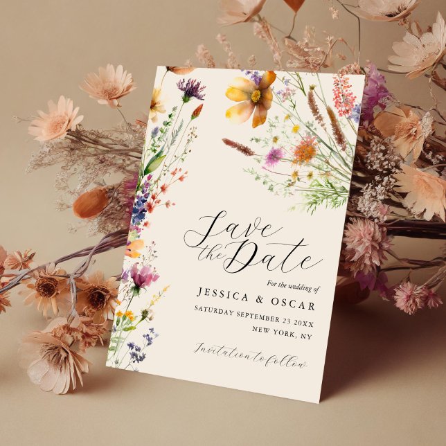Reserve A Data Casamento Simples Elegante Flor Silvestre Primaver (Criador carregado)