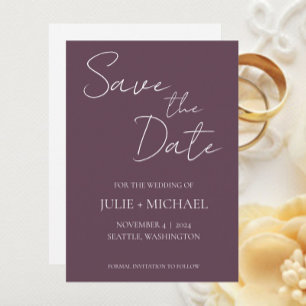 Reserve A Data Casamento Simples Estilo Berinjela