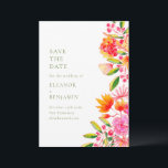 Reserve A Data Casamento Simples Floral Verde Cor-de-Rosa Moderna<br><div class="desc">Palavra Formal Rosa Moderno e Laranja Molercola Floral Casamento Salve a Data com Tipografia Verde</div>