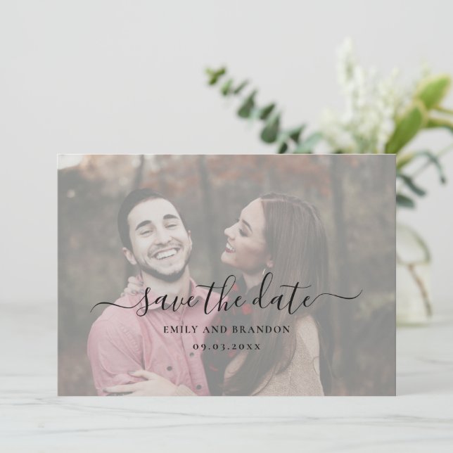 Reserve A Data Casamento Simples Foto Moderno Elegante (Em pé/Frente)
