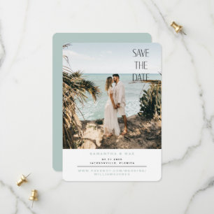 Reserve A Data Casamento Simples Foto Seafoam Arredondado Salvar
