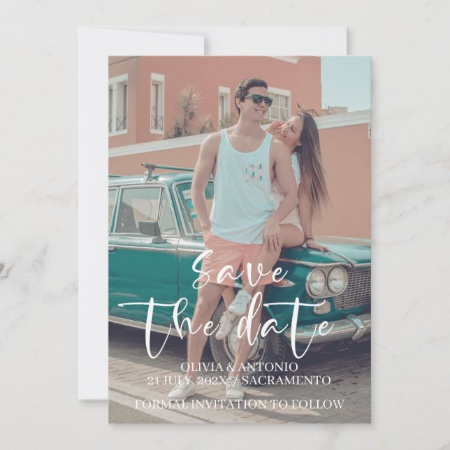 Reserve A Data Casamento Simples Minimalista Moderno Foto Persona (Frente)