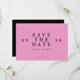 Reserve A Data Casamento Simples Moderno Apenas Texto Rosa Quente