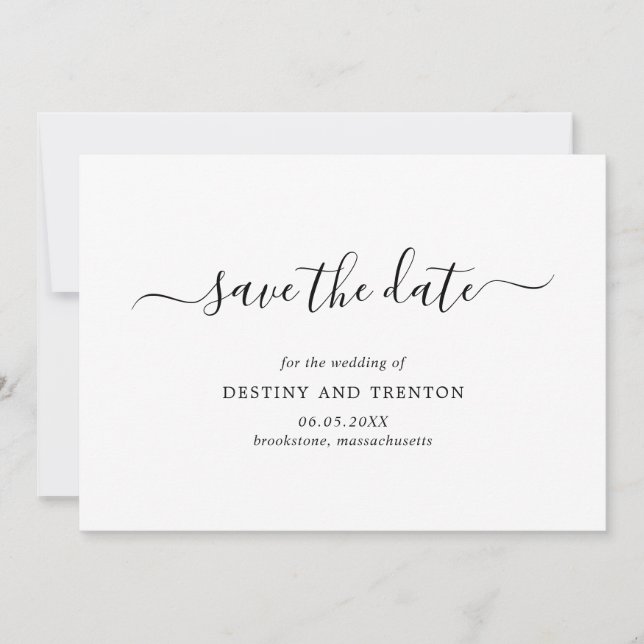 Reserve A Data Casamento Simples Moderno Rascunho de Letra Elegan (Frente)
