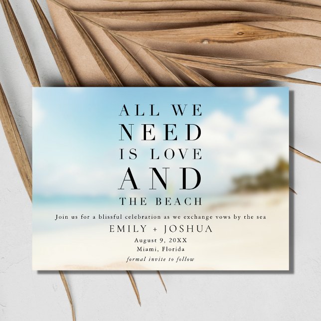 Reserve A Data Casamento Simples na Praia (Simple Beach Wedding Save the Date Card)