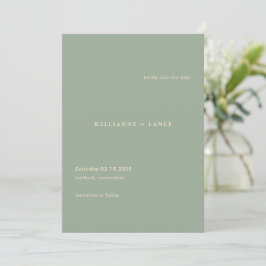 Reserve A Data Casamento Simples Verde Salvia Moderno