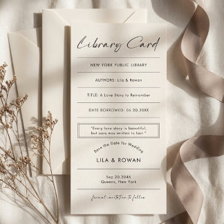 Reserve A Data Casamento Simples Vintage Biblioteca Amante Marfim