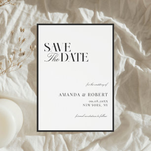 Reserve A Data Casamento Sofisticado Preto e Branco Old Money