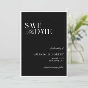 Reserve A Data Casamento Sofisticado Preto e Branco Old Money