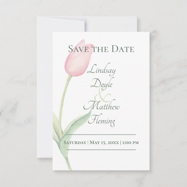 Reserve A Data Casamento Solo Tulip Rosa (Frente)