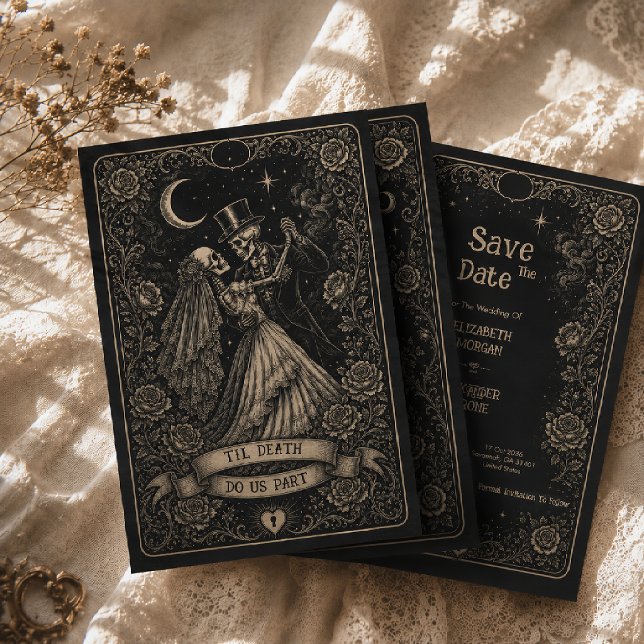 Reserve A Data Casamento Tarot Preto Gótico Assustador  (Criador carregado)
